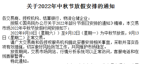 黔鑫生态农产品现货2022中秋放假通知